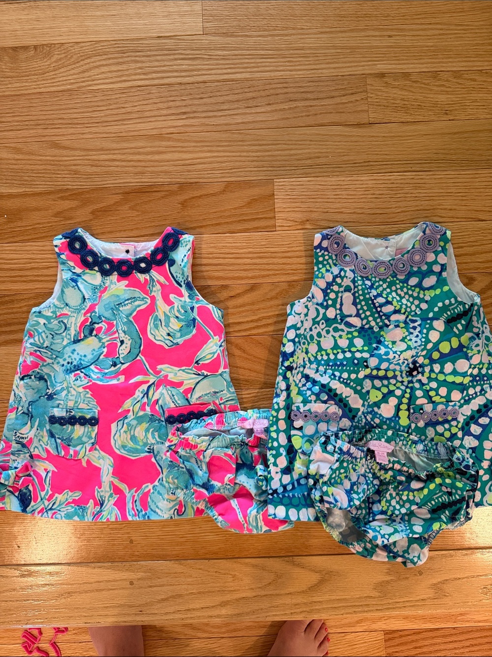 Lilly Pulitzer Bright Pink & Aqua Floral Toddler Dress with Bloomer